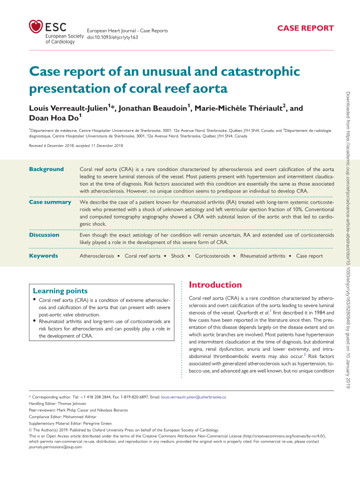 case report of an unusual and catastrophic presentation