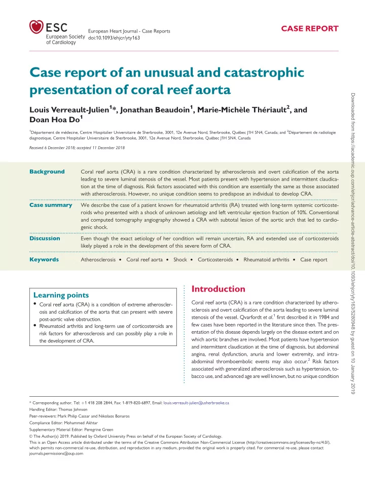 case report of an unusual and catastrophic presentation