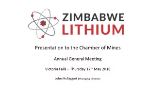 Presentation to the Chamber of Mines  Annual General Meeting Victoria Falls  Thursday 17 th May