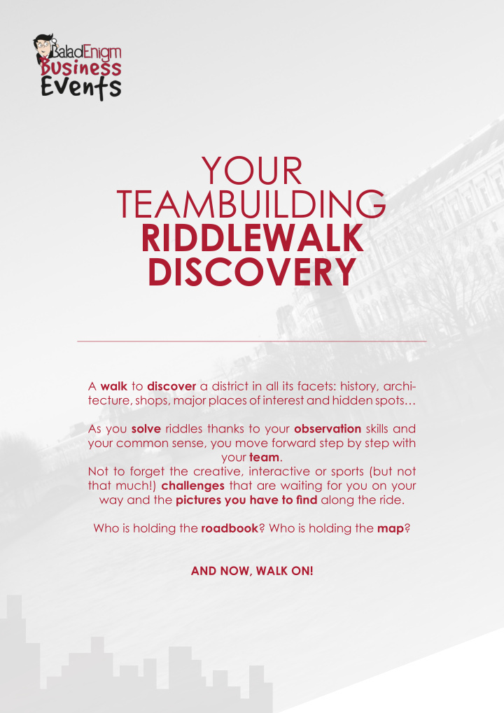 your teambuilding riddlewalk discovery