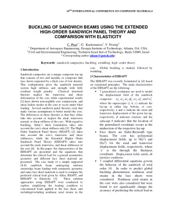 BUCKLING OF SANDWICH BEAMS USING THE EXTENDED  HIGH-ORDER SANDWICH PANEL THEORY AND  COMPARISON