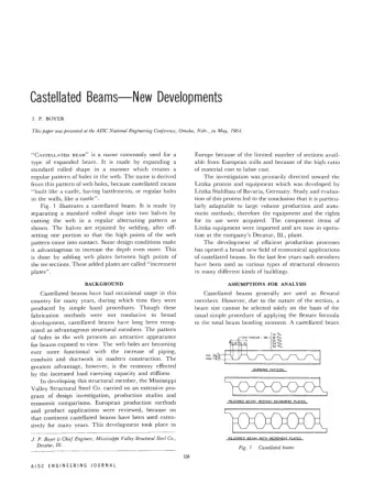 Castellated BeamsNew Developments  J. P. BOYER This paper was presented at the AISC National