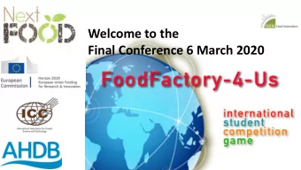Welcome to the  Final Conference 6 March 2020 ISEKI-Food Association ( https://www.iseki-food.net/)