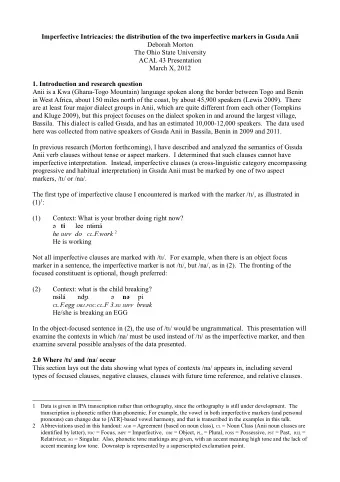 Imperfective Intricacies: the distribution of the two imperfective markers in Gsda Anii