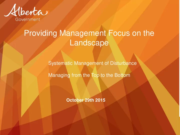 providing management focus on the
