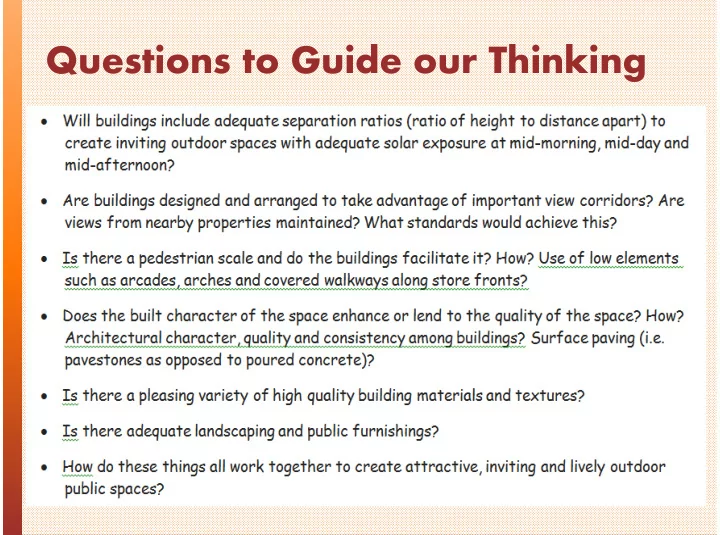 questions to guide our thinking look at other village