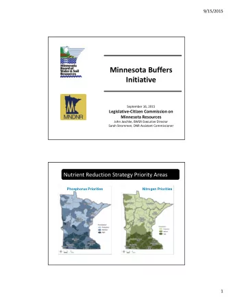 Minnesota Buffers Initiative September 16, 2015 Legislative  Citizen Commission on Minnesota