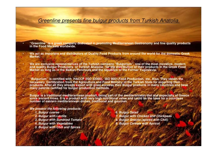 greenline presents fine bulgur products from turkish