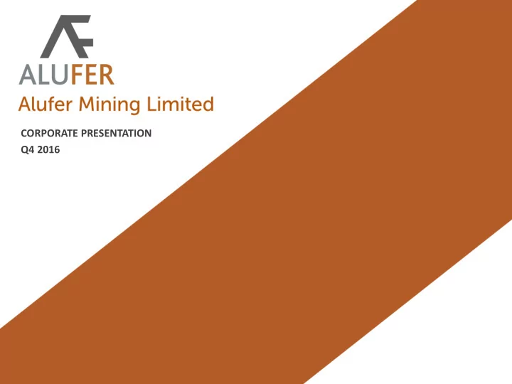 corporate presentation q4 2016 executive summary