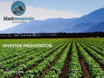 INVESTOR PRESENTATION  4 OCTOBER | 2016  DISCLAIMER  This presentation is not a prospectus nor an