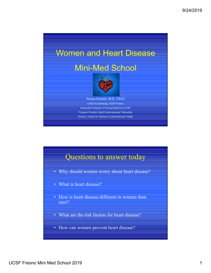 women and heart disease mini med school