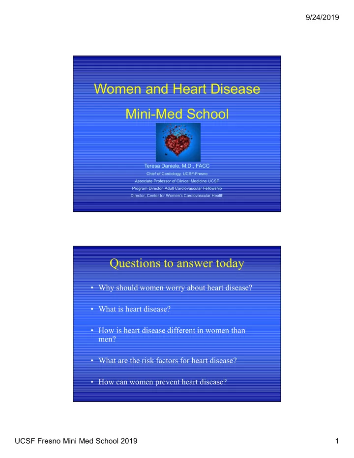 women and heart disease mini med school
