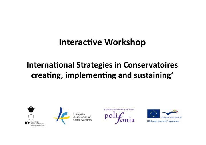 crea ng implemen ng and sustaining interactive workshop