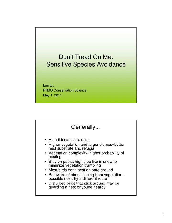 don t tread on me sensitive species avoidance