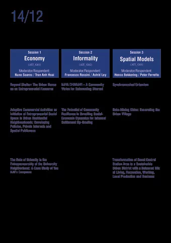 14/12  Thursday  14.00 - 15.45 Parallel Sessions  Session 1  Session 2  Session 3  Economy