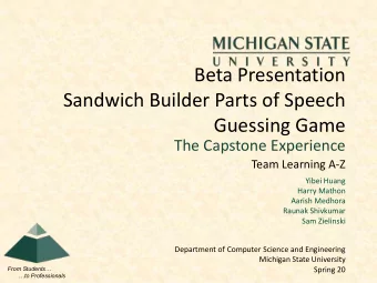 Beta Presentation  Sandwich Builder Parts of Speech  Guessing Game  The Capstone Experience  Team
