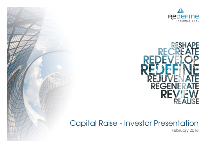 capital raise investor presentation