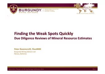 Finding  the  Weak  Spots  Quickly   Due  Diligence  Reviews  of