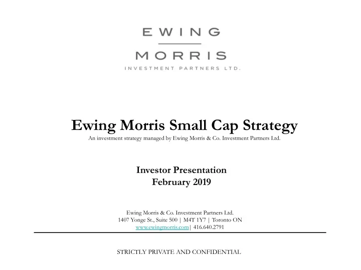 ewing morris small cap strategy
