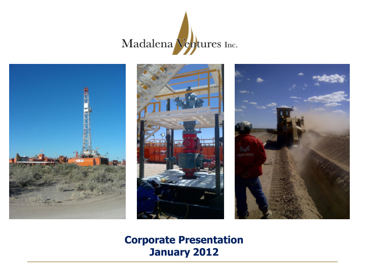 corporate presentation january 2012 forward looking