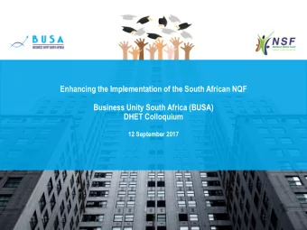 Business Unity South Africa (BUSA)  DHET Colloquium  12 September 2017  1  Business Unity South
