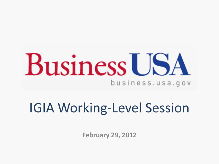 igia working level session