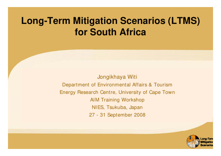 long term mitigation scenarios ltms g g for south africa