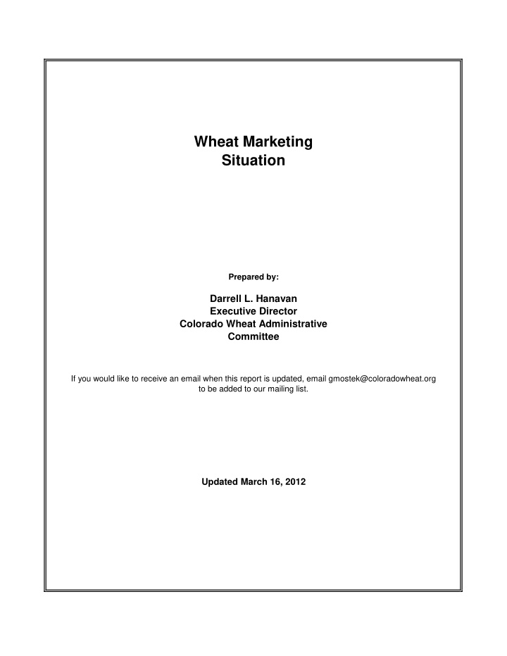 wheat marketing situation