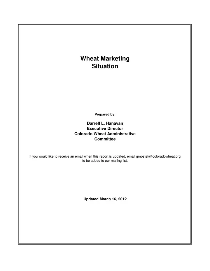 wheat marketing situation