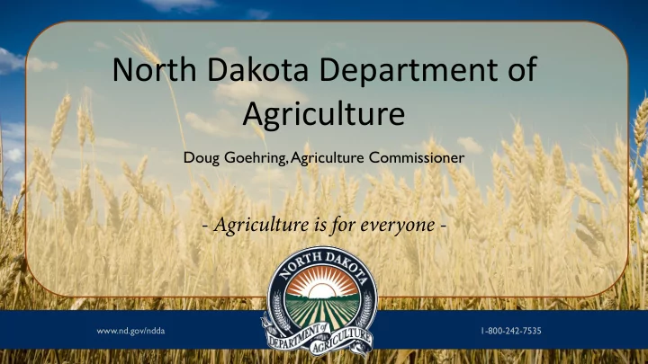 north dakota department of agriculture