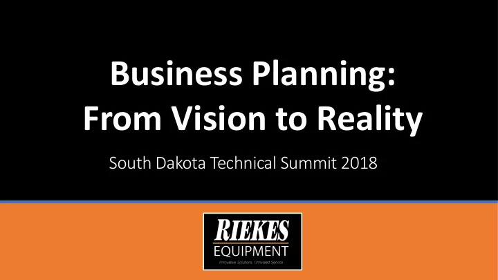 business planning from vision to reality