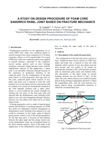 A STUDY ON DESIGN PROCEDURE OF FOAM CORE  SANDWICH PANEL JOINT BASED ON FRACTURE MECHANICS K.