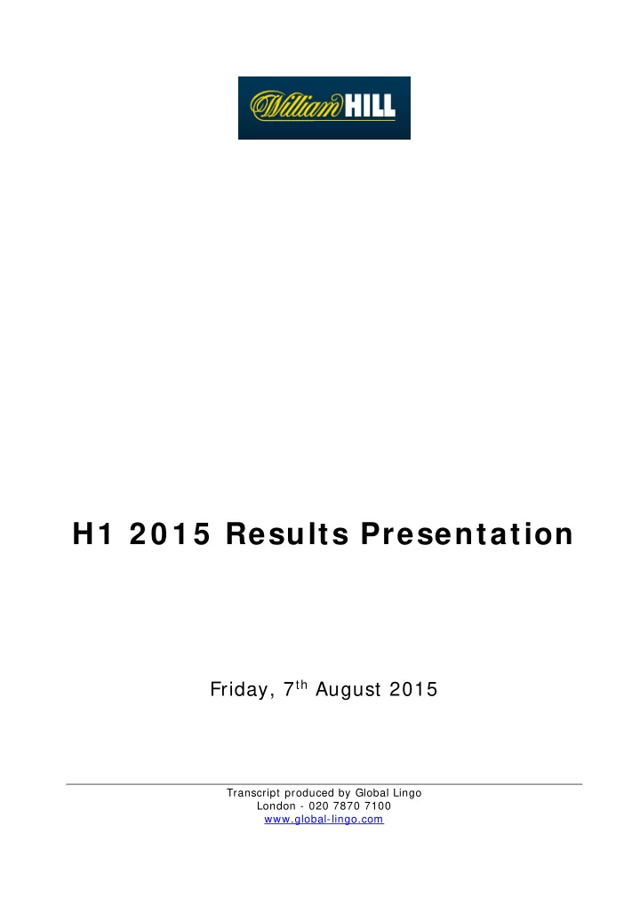 h1 2 0 1 5 results presentation