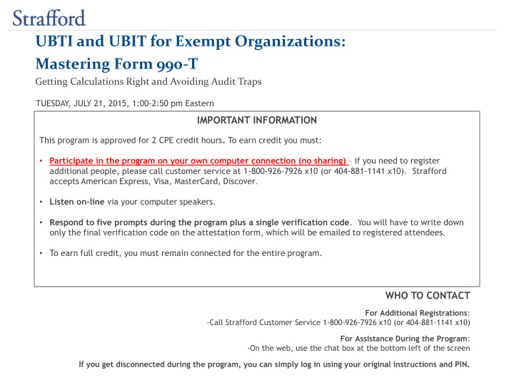 ubti and ubit for exempt organizations