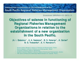 Objectives of science in functioning of  Objectives of science in functioning of  Regional