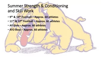 Summer Strength &amp;  &amp; C  Condi  ditioni  ning  and S  Skill Work  rk  9 th &amp; 10 th