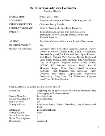 U&amp;D Corridor Advisory Committee  Meeting Minutes June 2, 2015  6:30  DATE &amp; TIME: