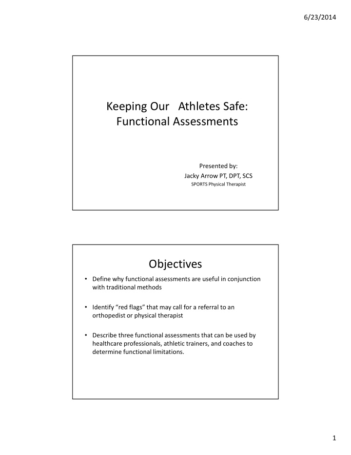 keeping our athletes safe functional assessments