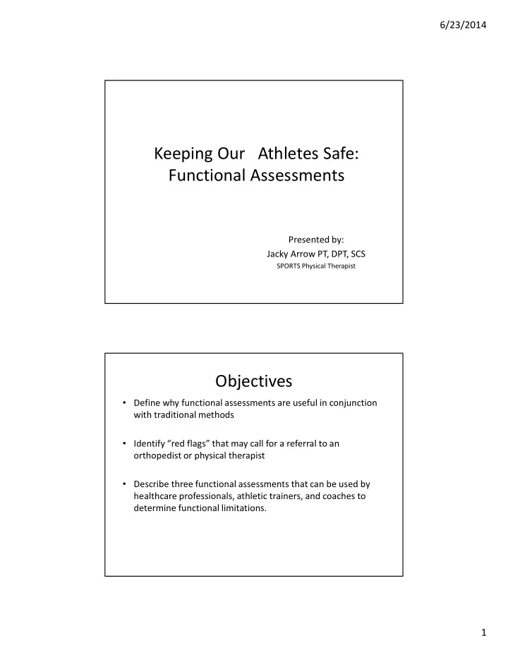 keeping our athletes safe functional assessments