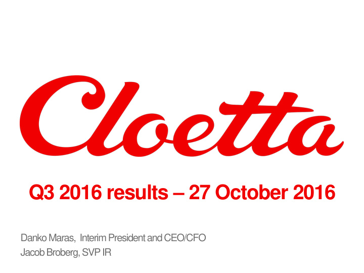 q3 2016 results 27 october 2016