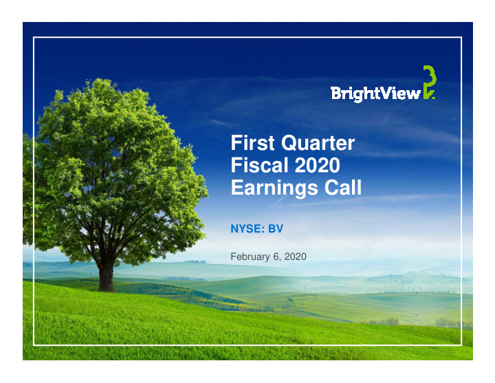 first quarter fiscal 2020 earnings call