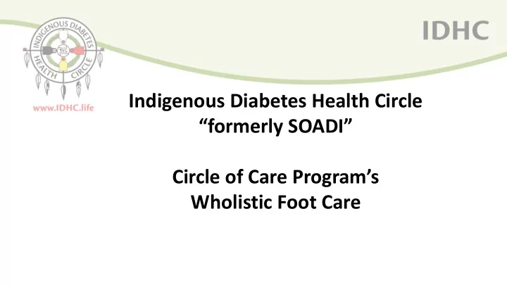 wholistic foot care idhc s vision