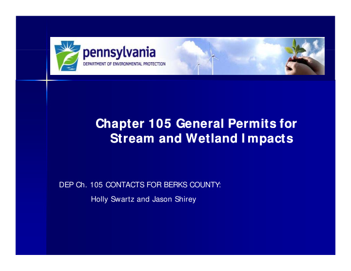 chapter 105 general permits for chapter 105 general