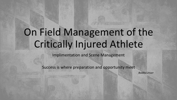 on field management of the critically injured athlete