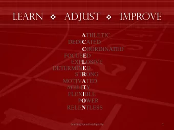 LEARN v ADJUST v IMPROVE A THLETIC DEDI C ATED C OORDINATED FOCUS E D EXP L OSIVE DETERMIN E