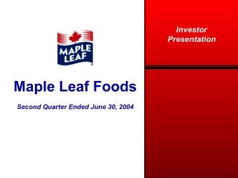 Investor  Presentation  Second Quarter Ended June 30, 2004  1  Agenda  Highlights    Financial