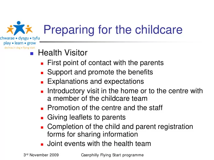 preparing for the childcare