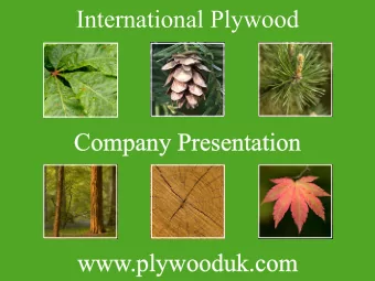 International Plywood  Company Presentation  www.plywooduk.com  International Plywood