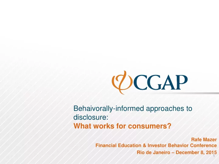 behaivorally informed approaches to disclosure what works