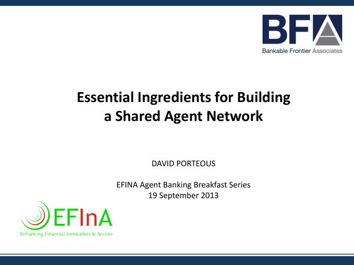 essential ingredients for building a shared agent network